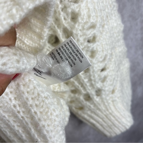 Pilcro x Anthropologie Devenne Pointelle Pullover Ivory Sweater Women's Size XS - Picture 5 of 9